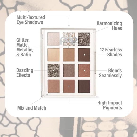 🏷️ POP Beauty set of 12 neutral metallic glitter eye shadow set palette - Picture 3 of 16